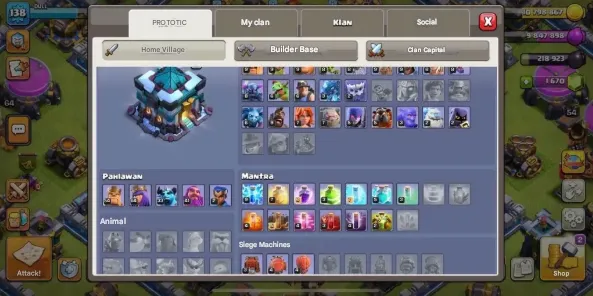 COC175 Town Hall 13 Semi Max | King 54 Queen 64 Warden 41 Prince 33 Champion 2 | 5 Builders | 1670 Gems | Epic Hero Equipment 
